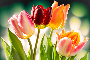 Download this picture of tulips on a floral background and create bright and vibrant designs for spring