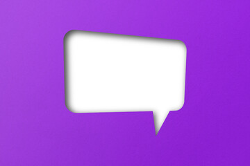 purple paper cut punch shape speech bubble transparent background