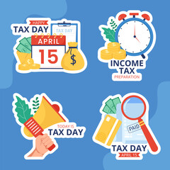 Tax Day Label Flat Cartoon Hand Drawn Templates Background Illustration