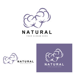 Cotton Logo, Natural Biological Organic Plant Design, Beauty Textile and Clothing Vector, Soft Cotton Flowers