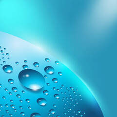 Illustration of realistic water drops with reflection isolated on background