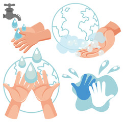 Set of hand washing and sanitization