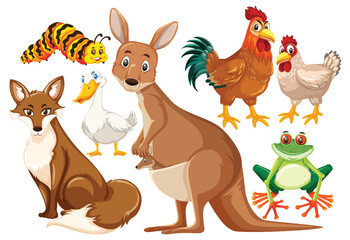 Obraz na płótnie Canvas Set of cute animals cartoon character