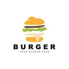 Burger Logo, Fast Food Design, Bread And Vegetables Vector, Fast Food Restaurant Brand Icon Illustration
