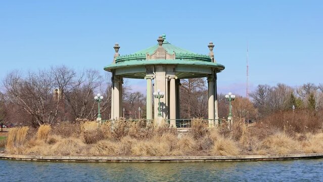 Sunny view of the Nathan Frank Bandstand in Pagoda Lake