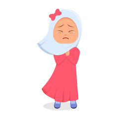 Cute girl crying, white background