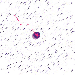 A circle is lit in the center of the cluster of dots