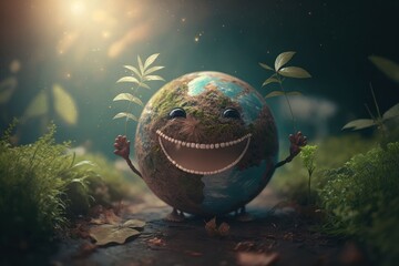 Obraz na płótnie Canvas Joyful Earth character laughting background, Happy Earth day, World laughter day. Generative ai