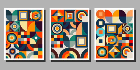 vector collection of abstract Bauhaus geometric pattern backgrounds
