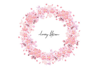 桜の花リースフレーム - obrazy, fototapety, plakaty