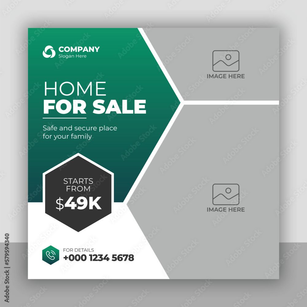 Canvas Prints real estate business social media post and web banner template