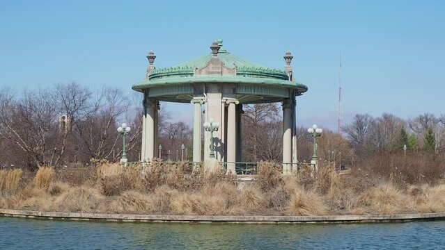 Sunny view of the Nathan Frank Bandstand in Pagoda Lake