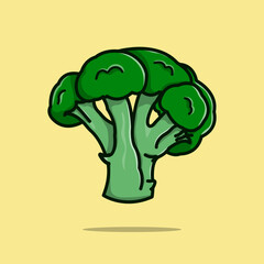 broccoli in cartoon style painted with bright colors. Vector illustration for banner, poster, flyer.