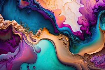 Colorful Fluid Abstract Alcoholic Ink Background.