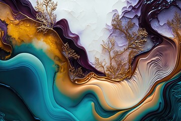 Colorful Fluid Abstract Alcoholic Ink Background.