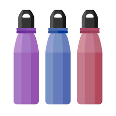 sports water bottles flat clipart vector illustration 