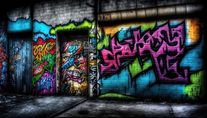 Obraz premium graffiti wall abstract background, Generative Ai not real photo, idea for artistic pop art background backdrop 