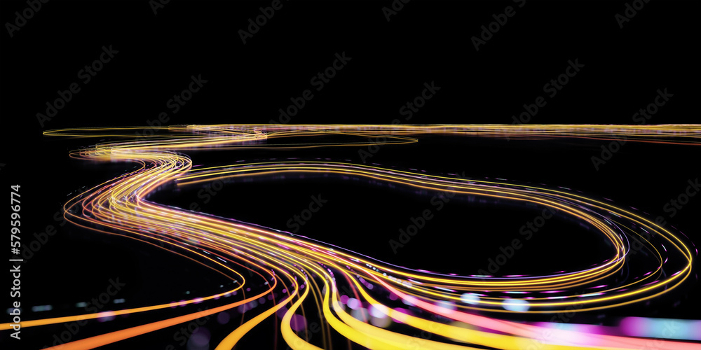 Poster 3d abstract speed light flow through with gradient and aesthetic intricate lighting design