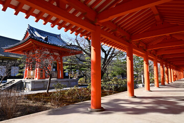 京都市東山区三十三間堂の回廊から望む鐘楼