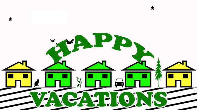green house with houses with happy Vacations