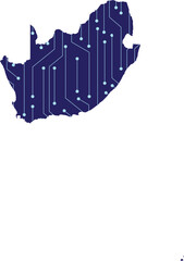 Map of South Africa, network line,dot and structure on dark background with Map South Africa, Circuit board. Vector illustration. Eps 10