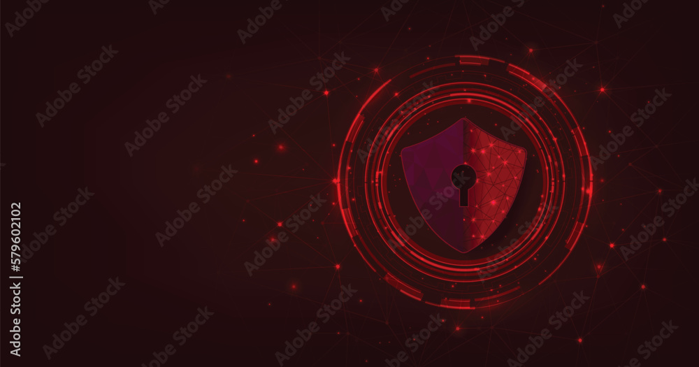 Aufkleber concept of cyber attack.cyber security destroyed.shield destroyed on electric circuits network dark 