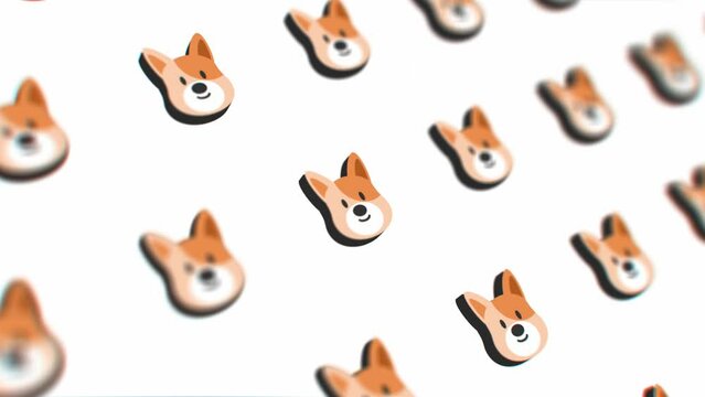 A cute dog head  animated pattern design motional texture wallpaper background cartoon face character white background Animals animation