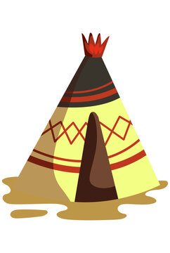 native american wigwam dwelling vector illustration