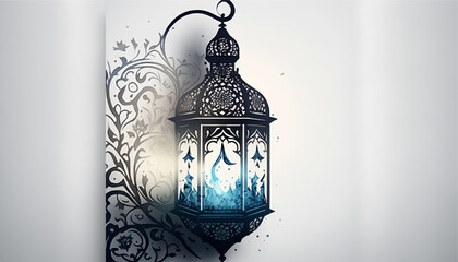 Islamic background with lantern background, Generative ai