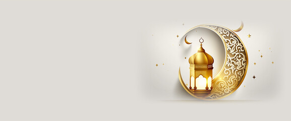 Islamic background with lantern background, Generative ai
