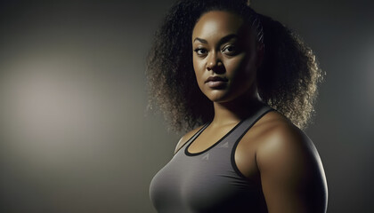 Fototapeta premium Empowered black woman, body positivity in the gym