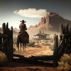 Naklejka premium a cowboy in the wild west