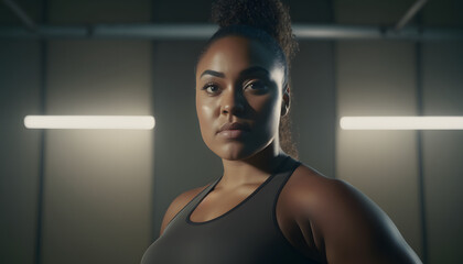 Empowered black woman, body positivity in the gym