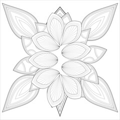 Mandala art for coloring book and art therapy. Doodle vector of flowers for coloring sheet for every age