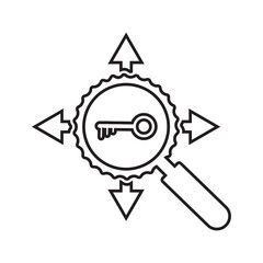 Keyword targeted outline icon. Line art vector.