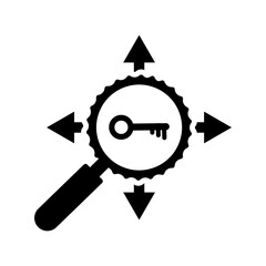 Keyword targeted icon. Black vector graphics.