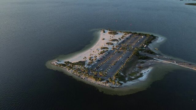 Drone shot of the Fred Howard Park during sunset.