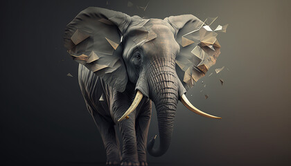 Elephant animal abstract wallpaper. Contrast background tusker in vivid colors generative ai