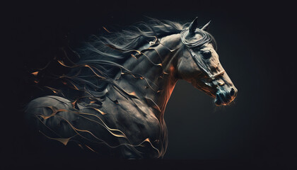 Fototapeta na wymiar Horse animal abstract wallpaper. Contrast background stallion in vivid colors generative ai