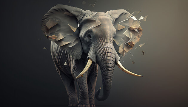 Elephant animal abstract wallpaper. Contrast background tusker in vivid colors generative ai