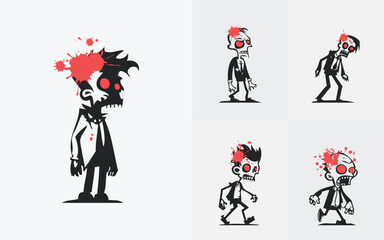 Fototapeta na wymiar Illustration set of zombie characters with a grey background