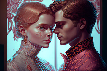 Fototapeta premium young attractive couple embraces