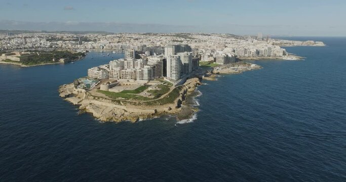 Valetta Malta Aerial Footage of in 4K High Definition. Beautiful Malta Drone Aerial Landscape Scene