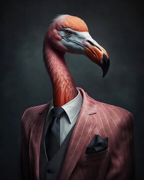 Flamingo in suit, 