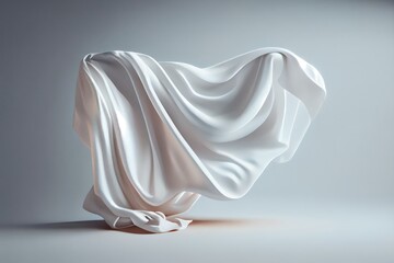 Minimalist Floating white fabric. Generative AI