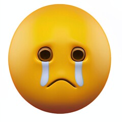 3D sad yellow face emoji 