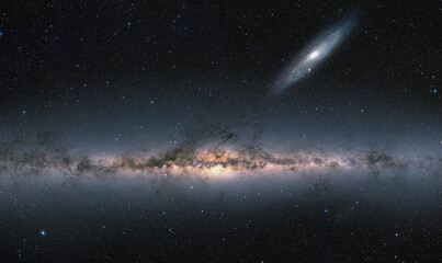 Our galaxy is milky way, Andromeda galaxy, in the background 