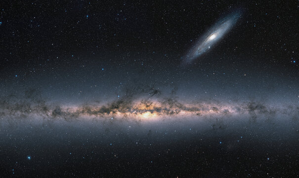 Our galaxy is milky way, Andromeda galaxy, in the background "Elements of this image furnished by NASA "