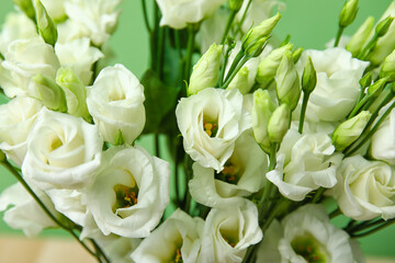 Obraz na płótnie Canvas Bouquet of beautiful eustoma flowers, closeup