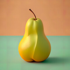 Pear in a Softly Colored, Centrally Composed Image